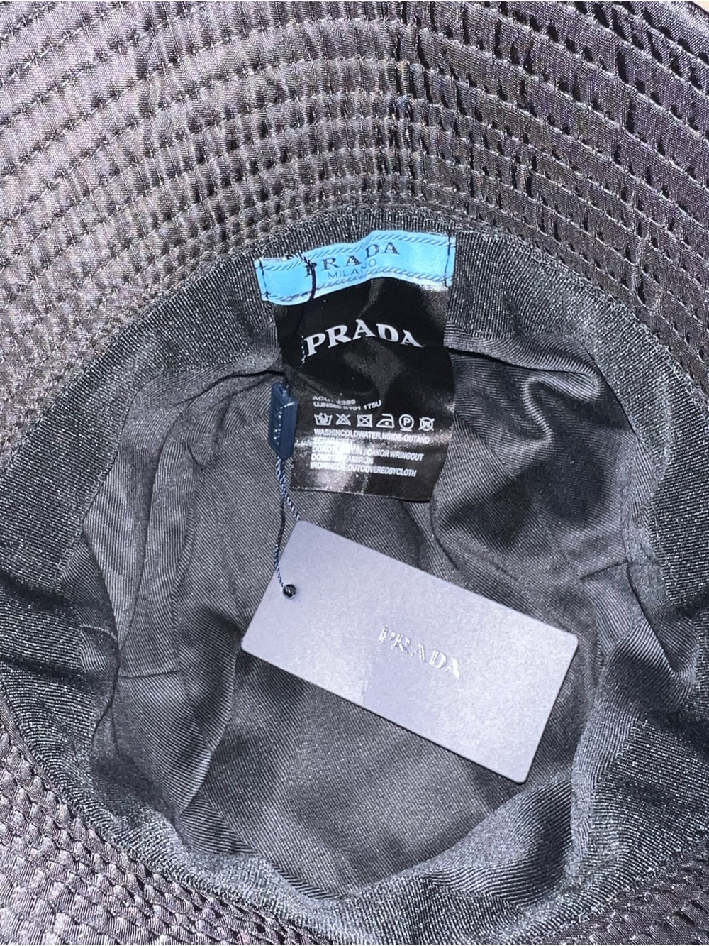 Prada Black Nylon Bucket Hat with Triangle Logo - Picture 4 of 7